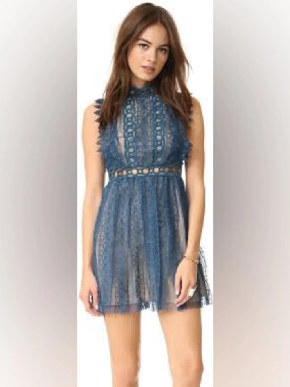 Free People Forever Lace Babydoll Dress in Blue Women’s Size 6 - Picture 1 of 7